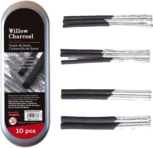 Willow Charcoal Sticks, 10PCS Willow Charcoal Pencils for Artists Drawing, Sketching in Saudi Arabia