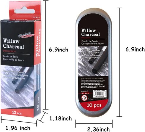 Willow Charcoal Sticks, 10PCS Willow Charcoal Pencils for Artists Drawing, Sketching in Saudi Arabia