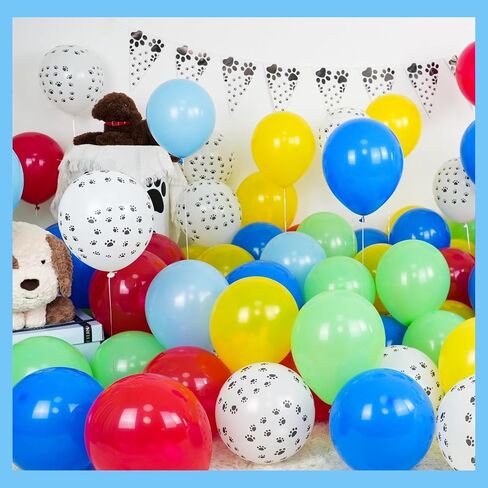Dog Paw Balloons,12 Inch Pastel Pink Balloons 50Pcs Paw Print Balloons with Blue Pink Purple Orange Gold Balloons for Boys and Girls Birthday Baby Shower Dog Birthday Party Decoration in Saudi Arabia