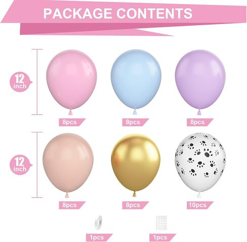 Dog Paw Balloons,12 Inch Pastel Pink Balloons 50Pcs Paw Print Balloons with Blue Pink Purple Orange Gold Balloons for Boys and Girls Birthday Baby Shower Dog Birthday Party Decoration in Saudi Arabia
