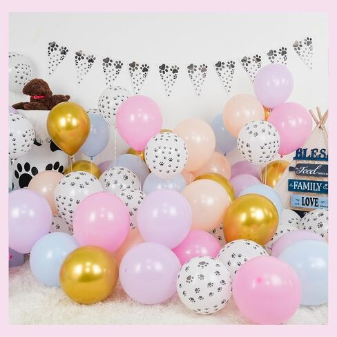 Dog Paw Balloons,12 Inch Pastel Pink Balloons 50Pcs Paw Print Balloons with Blue Pink Purple Orange Gold Balloons for Boys and Girls Birthday Baby Shower Dog Birthday Party Decoration in Saudi Arabia