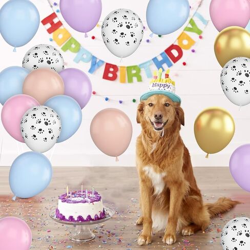 Dog Paw Balloons,12 Inch Pastel Pink Balloons 50Pcs Paw Print Balloons with Blue Pink Purple Orange Gold Balloons for Boys and Girls Birthday Baby Shower Dog Birthday Party Decoration in Saudi Arabia
