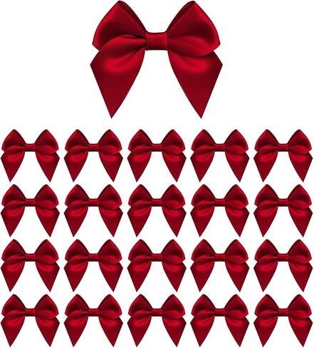 100 PCS Bows for Gift Wrapping, 2.75" Satin Ribbon Bows with Double-Sided Tape, Small Bows for Crafts, Bow Decor, Mini Bows Decorations for Party Baby Shower Birthday Wedding (Red) in Kuwait