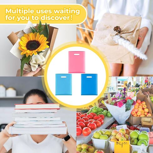 Umikk 100 Pcs Small Plastic Gift Bags, 6"x8" Party Bags for Kids Birthday, Small Plastic Bags with Handles, Party Favor Bags for Easter, Christmas, Valentine's, Craft Show, Wedding, 10 Color in Saudi Arabia