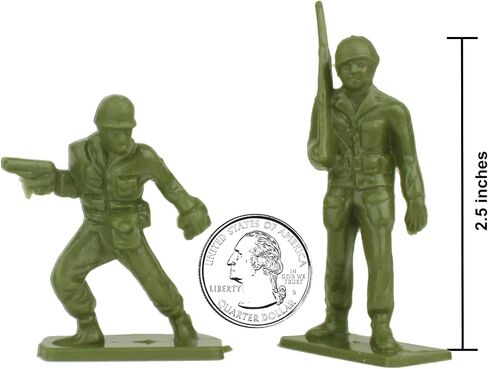 Tim Mee Toy Plastic Army Men - 28pc OD Green WW2 Soldier Figures - Made in USA in Saudi Arabia