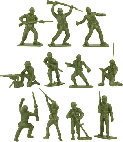Tim Mee Toy Plastic Army Men - 28pc OD Green WW2 Soldier Figures - Made in USA in Saudi Arabia