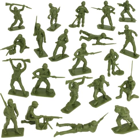 Tim Mee Toy Plastic Army Men - 28pc OD Green WW2 Soldier Figures - Made in USA in Saudi Arabia