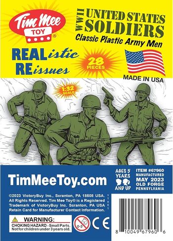 Tim Mee Toy Plastic Army Men - 28pc OD Green WW2 Soldier Figures - Made in USA in Saudi Arabia