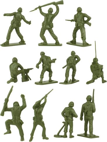 Tim Mee Toy Plastic Army Men - 28pc OD Green WW2 Soldier Figures - Made in USA in Saudi Arabia