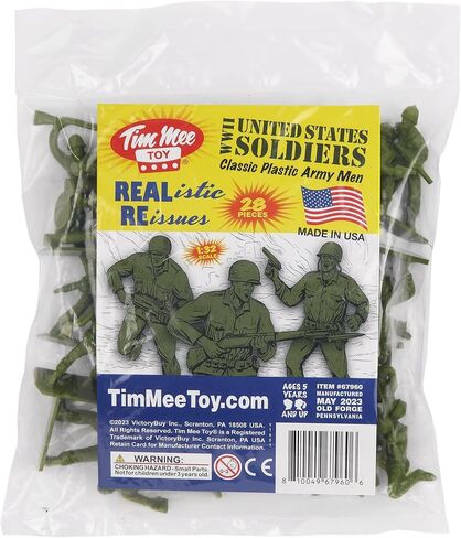 Tim Mee Toy Plastic Army Men - 28pc OD Green WW2 Soldier Figures - Made in USA in Saudi Arabia