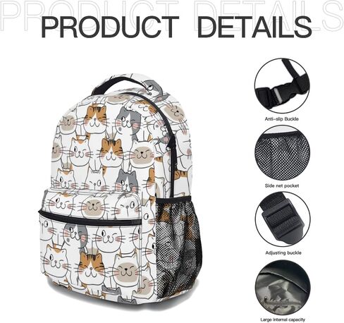 Colorful Cute Cat Backpack for Elementary Girls Boys Kids School Backpack, 17.32x5.9x12.59 inches in Saudi Arabia