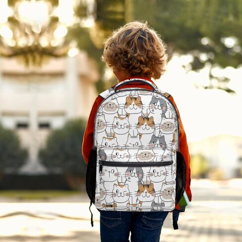 Colorful Cute Cat Backpack for Elementary Girls Boys Kids School Backpack, 17.32x5.9x12.59 inches in Saudi Arabia
