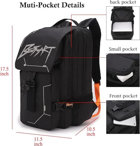 Hiking Outdoor Travel Backpack with Design, Water-Resistant Laptop Daypack Book Bag with Multi-Layer for Men & Woman (Black) in Kuwait