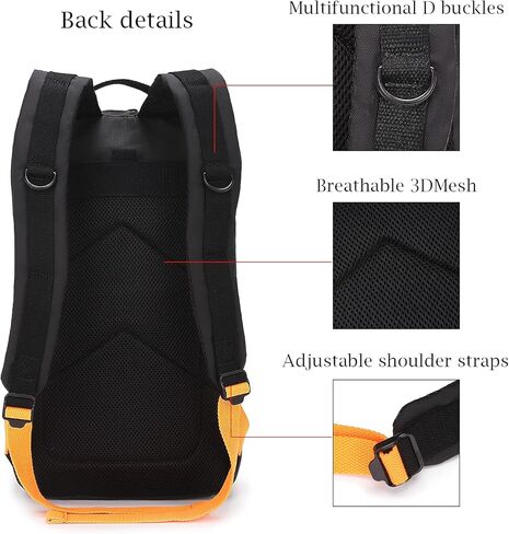 Hiking Outdoor Travel Backpack with Design, Water-Resistant Laptop Daypack Book Bag with Multi-Layer for Men & Woman (Black) in Kuwait