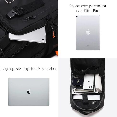 Hiking Outdoor Travel Backpack with Design, Water-Resistant Laptop Daypack Book Bag with Multi-Layer for Men & Woman (Black) in Kuwait