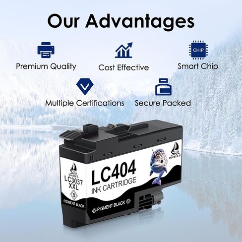 استبدال خراطيش الحبر السوداء المتوافقة LC404 لطابعة Brother LC404 LC404XL BK لطابعة Brother MFC-J1205W، MFC-J1205W XL، MFC-J1215W (2BK، عبوتان) in Kuwait