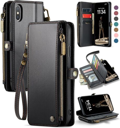 Defencase for iPhone Xs Max Wallet Case with RFID Card Holder, Black in Saudi Arabia