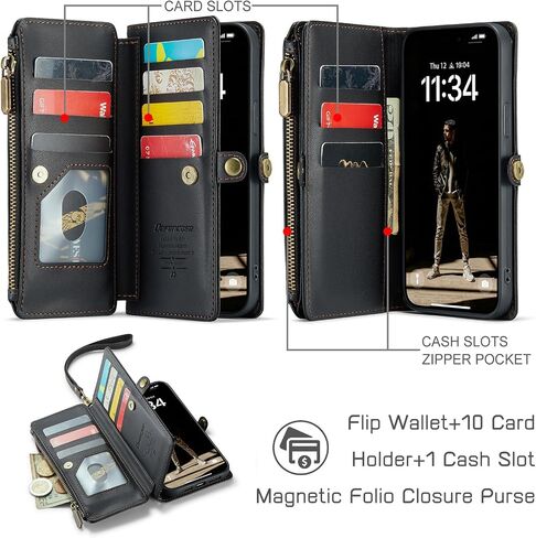 Defencase for iPhone Xs Max Wallet Case with RFID Card Holder, Black in Saudi Arabia