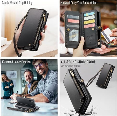 Defencase for iPhone Xs Max Wallet Case with RFID Card Holder, Black in Saudi Arabia
