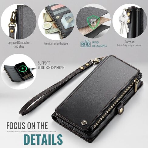 Defencase for iPhone Xs Max Wallet Case with RFID Card Holder, Black in Saudi Arabia