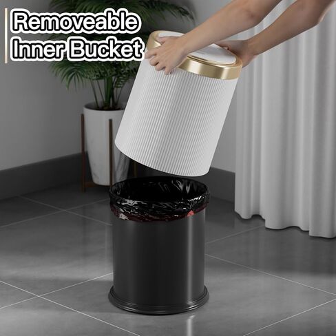 Telescoping Kitchen Trash Can with Lid, 20L/5.3Gal to 45L/12Gal Adjustable Capacity/Height Garbage Can, Plastic Slim and High Trash Bin with Wheels for Bathroom/Bedroom/Living Room/Office, White in Kuwait