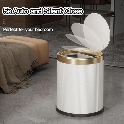 Telescoping Kitchen Trash Can with Lid, 20L/5.3Gal to 45L/12Gal Adjustable Capacity/Height Garbage Can, Plastic Slim and High Trash Bin with Wheels for Bathroom/Bedroom/Living Room/Office, White in Kuwait