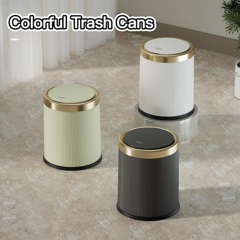 Telescoping Kitchen Trash Can with Lid, 20L/5.3Gal to 45L/12Gal Adjustable Capacity/Height Garbage Can, Plastic Slim and High Trash Bin with Wheels for Bathroom/Bedroom/Living Room/Office, White in Kuwait