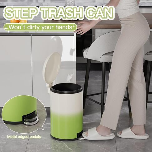 Telescoping Kitchen Trash Can with Lid, 20L/5.3Gal to 45L/12Gal Adjustable Capacity/Height Garbage Can, Plastic Slim and High Trash Bin with Wheels for Bathroom/Bedroom/Living Room/Office, White in Kuwait