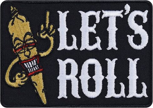 Let’s Roll – Funny Iron on Patches for Bikers, Rockers, Stoners, Smokers | Sew on or Iron on Weed Wrap Design Applique Patches for Jeans, Jackets, Sleeves, Motorcycle Case 3.34X2.16 in in Saudi Arabia