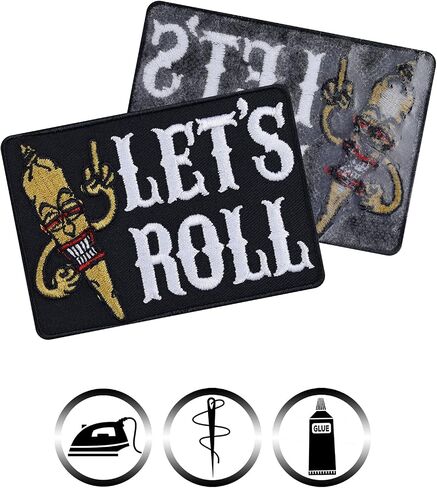 Let’s Roll – Funny Iron on Patches for Bikers, Rockers, Stoners, Smokers | Sew on or Iron on Weed Wrap Design Applique Patches for Jeans, Jackets, Sleeves, Motorcycle Case 3.34X2.16 in in Saudi Arabia
