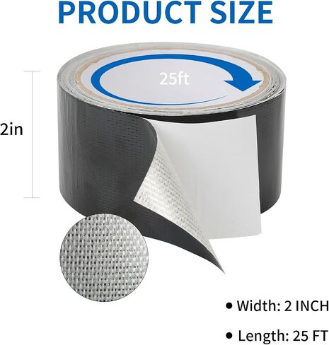 Tent Repair Tape for Fabric, Canvas, Boat Covers, Tent, Sail Tape, Tear Repair Patch Kit, Waterproof, UVproof Repair Tape and Outdoor Repair Patch, Black in Saudi Arabia