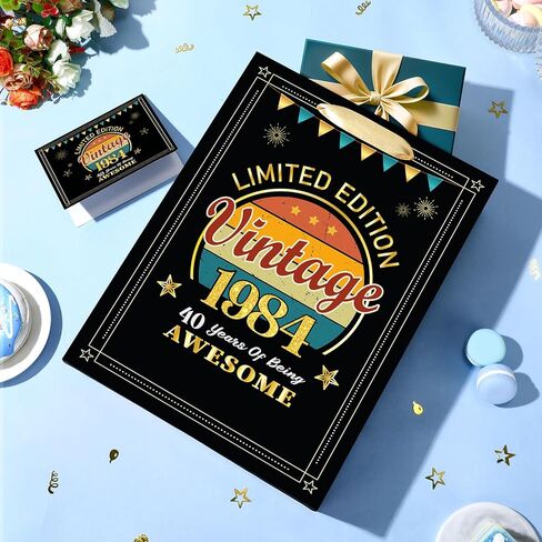 Vintage 50th Birthday Gift Bags for Women Men 1975 Birthday Gift Wrap Bags with 50th Birthday Wrapping Paper and Greeting Card for 50 Years Old Birthday Anniversary Party Supplies in Saudi Arabia