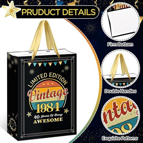 Vintage 50th Birthday Gift Bags for Women Men 1975 Birthday Gift Wrap Bags with 50th Birthday Wrapping Paper and Greeting Card for 50 Years Old Birthday Anniversary Party Supplies in Saudi Arabia