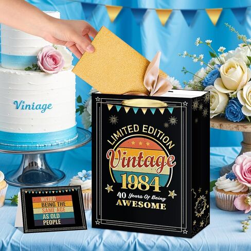 Vintage 50th Birthday Gift Bags for Women Men 1975 Birthday Gift Wrap Bags with 50th Birthday Wrapping Paper and Greeting Card for 50 Years Old Birthday Anniversary Party Supplies in Saudi Arabia