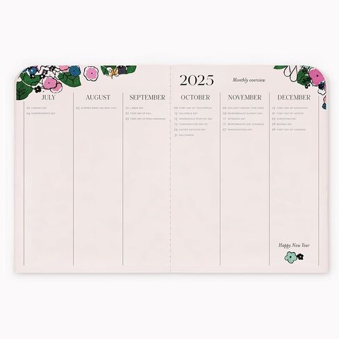 12 Month Agenda Dated January 2025-December 2025, Cloth Bound Monthly Planner, Florale in Saudi Arabia