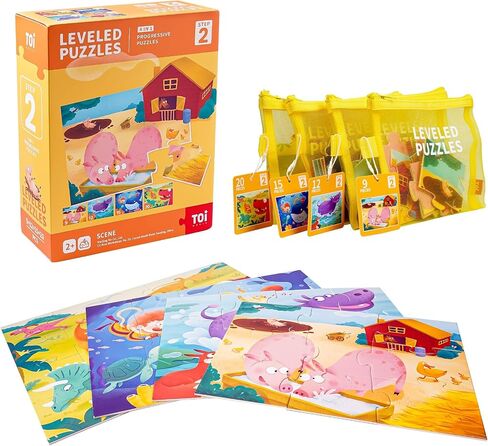 TOI Leveled Puzzles for Kids Aged 2.5 and Up, Toddler Puzzle Preschool Learning Jigsaw Puzzles, Large Pieces Educational Game for Boys Girls, Classic Education Step 2 in Kuwait