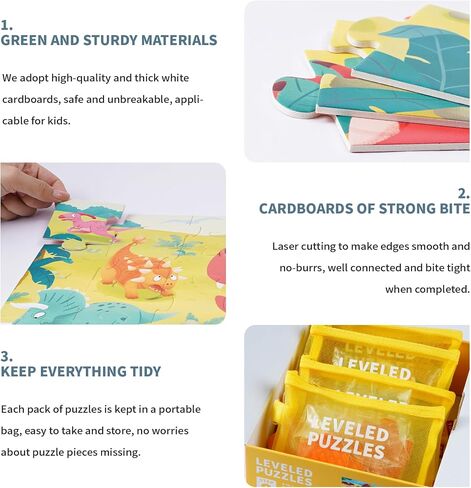 TOI Leveled Puzzles for Kids Aged 2.5 and Up, Toddler Puzzle Preschool Learning Jigsaw Puzzles, Large Pieces Educational Game for Boys Girls, Classic Education Step 2 in Kuwait