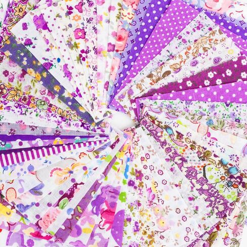 50pcs 1010cm Different Pattern Patchwork Fabric Craft Printed Cotton Material Mixed Squares Bundle Quilting Scrapbooking Sewing Artcraft DIY Fabric Purple Series in Kuwait
