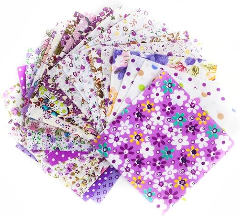 50pcs 1010cm Different Pattern Patchwork Fabric Craft Printed Cotton Material Mixed Squares Bundle Quilting Scrapbooking Sewing Artcraft DIY Fabric Purple Series in Kuwait