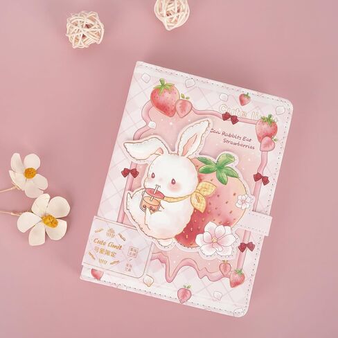 Cute Cartoon Notebook Kawaii Journal Notebook Japanese Sketchbook Leather Cover Diary Notepad Travel Notebook,Green in Kuwait