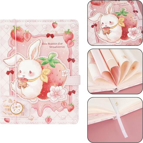 Cute Cartoon Notebook Kawaii Journal Notebook Japanese Sketchbook Leather Cover Diary Notepad Travel Notebook,Green in Kuwait