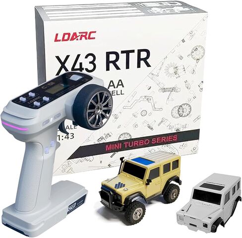 LDARC 1:43 مقياس صغير RC الزاحف RTR RC Rock Truck 4x4 2.4 جيجا هرتز هواية الصف التحكم عن بعد نموذج سيارة RC عربات التي تجرها الدواب، يأتي مع هيكل جسم قابل للاستبدال DIY للبالغين (أسمر) in Kuwait