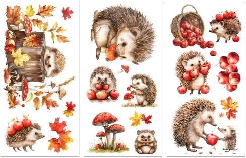 Rub on Transfer Decals for Furniture Crafts Decor Forest Animals 6"x12", 3Pcs Waterproof UV DTF Transfer Sticker for Dresser Lingerie Chests Drawer Glass Porcelain Wood Plastic in Saudi Arabia
