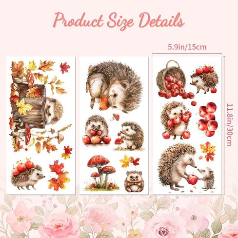 Rub on Transfer Decals for Furniture Crafts Decor Forest Animals 6"x12", 3Pcs Waterproof UV DTF Transfer Sticker for Dresser Lingerie Chests Drawer Glass Porcelain Wood Plastic in Saudi Arabia