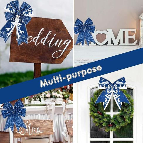 Bolsome 2Rolls 20 Yards Christmas Nativity Wired Ribbon Blue White Holy Night Star Jesus Patterned Burlap Ribbon for Gift Wrapping Bow Wreath Making for Xmas Party Craft Supplies in Saudi Arabia