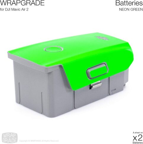 Wrapgrade Skin Compatible with DJI Mavic Air 2 & Air 2S | 2 Batteries (NEON Green) in Kuwait