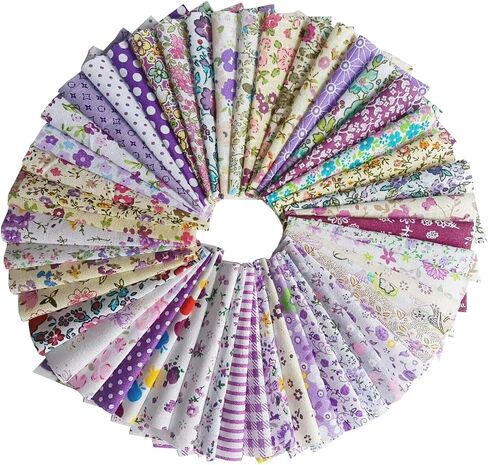 50PCS 4 X4 Inches Different Patterns Pink Cotton Craft Printed Fabric DIY Handmade Material Set Bundle Patchwork Squares for Home Crafts Sewing Scrapbooking Quilting in Kuwait