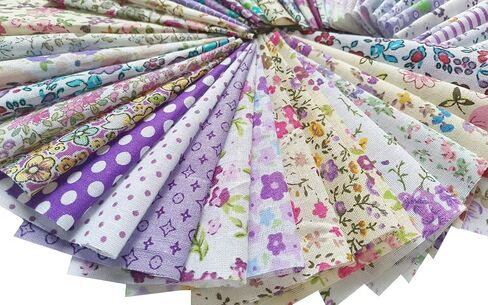 50PCS 4 X4 Inches Different Patterns Pink Cotton Craft Printed Fabric DIY Handmade Material Set Bundle Patchwork Squares for Home Crafts Sewing Scrapbooking Quilting in Kuwait