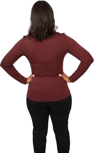 تي شيرت Scrubates Under Scrubs للنساء - تي شيرت نسائي طبي بأكمام طويلة ورقبة على شكل حرف V مع جيب بسحاب in Kuwait