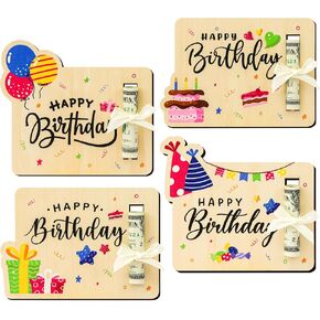 Birthday Money Holder for Cash Gift Ideas - Fun Money Gift Cash Holder, Wooden Money Birthday Card Holder, Unique Birthday Gifts